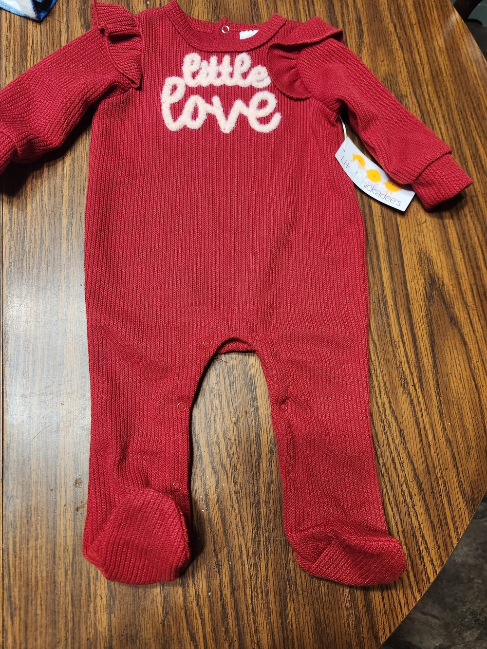 Red 'Little Love' Knit Footed One-Piece - Unbranded